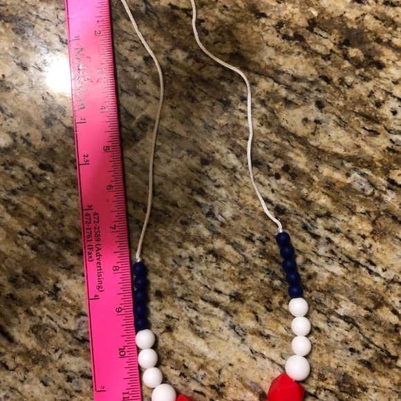 Red, White & Blue Silcone Teething Necklace   NK1529  Handmade NWT Boutique - Picture 5 of 5